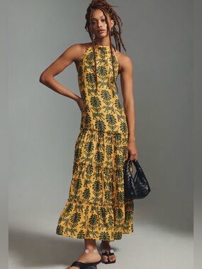 Farm Rio x Anthropologie Satin Halter Dress XXSP